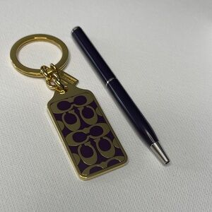 Coach Gold and Deep Purple Keychain with Matching Pen
